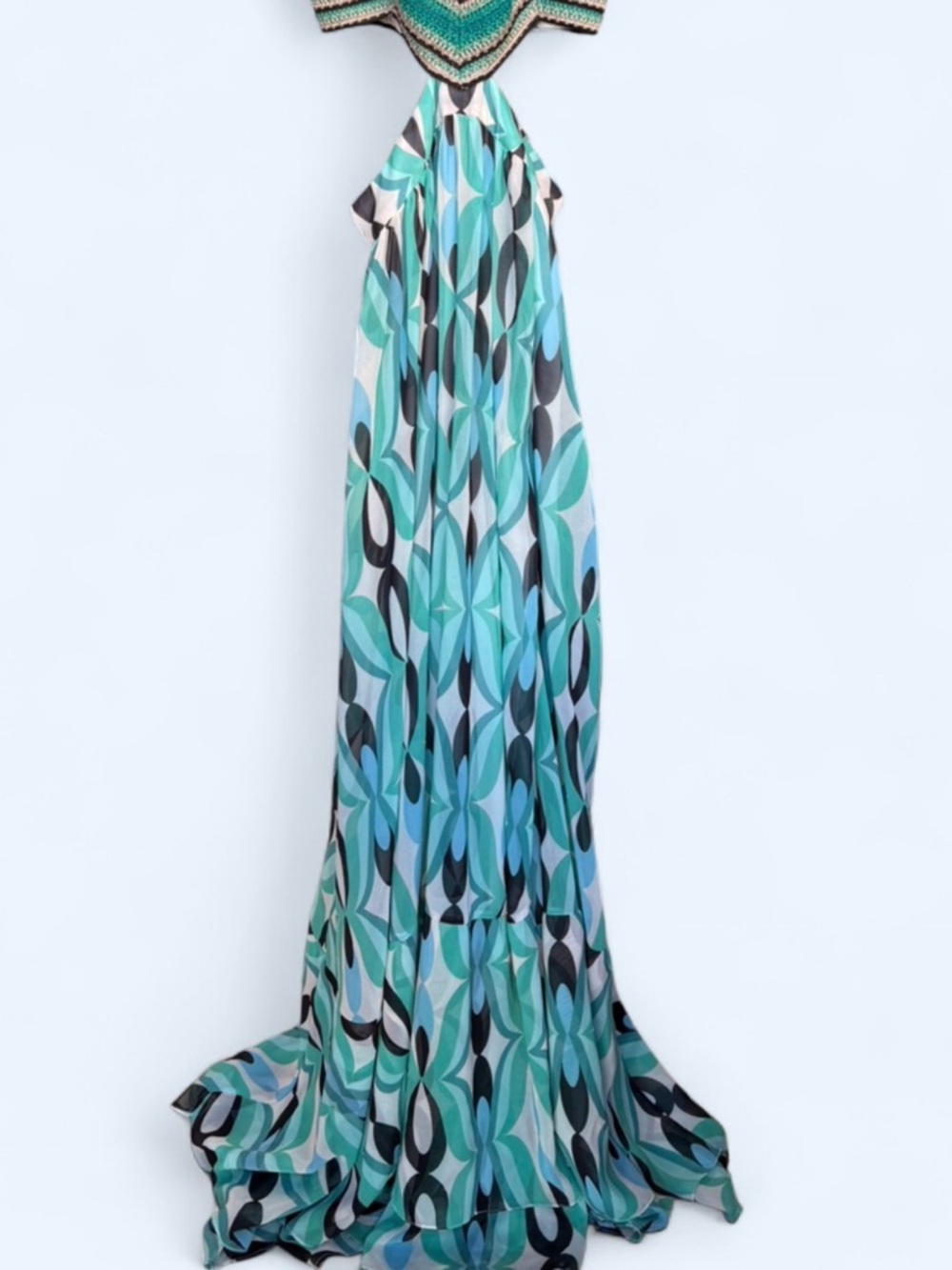 PatBO Green & Aqua Crochet-Bodice Printed Maxi Dress - Picture 2 of 4